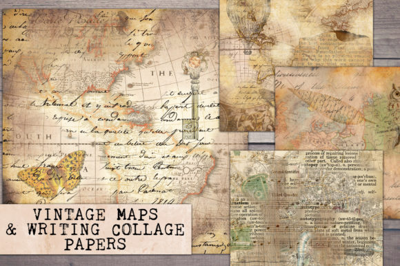 Download Maps and Old Writing Collage Papers - Premium Resources