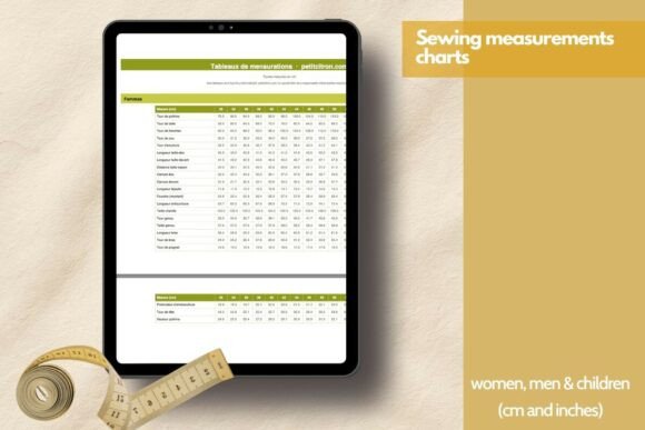 Download Sewing Measurements Chart Women,men,kids - Measure Collection