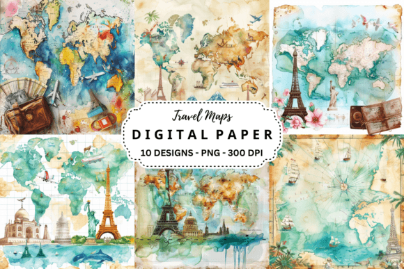 Download Watercolor Travel Maps Background - Maps Collection
